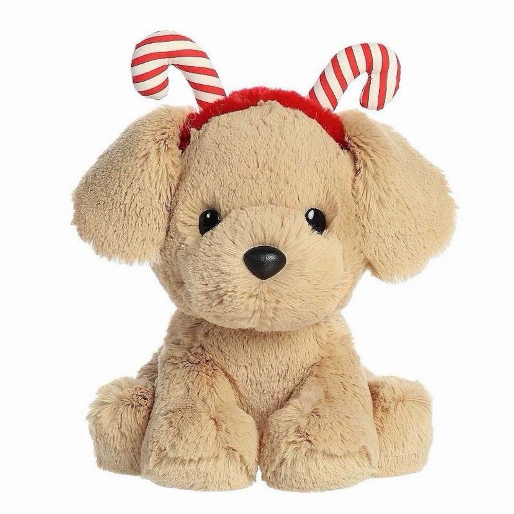 Aurora Small Brown Holiday Cheer 8.5" Buddy Yellow Lab Festive Stuffed Animal